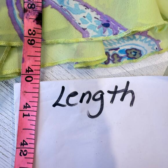 VTG Jonathan Martin Y2k size 6 yellow blue ruffle babydoll wrap dress coquette - Picture 5 of 12